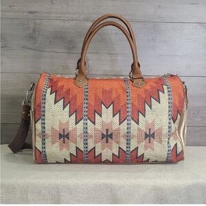 Montana West Orange and Brown Geometric Travel Bag